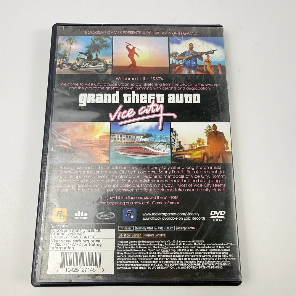 Grand Theft Auto: Vice City (Sony PlayStation 2, 2002) PS2 Black Label No Map